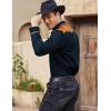 imageCOOFANDY Mens Western Cowboy Shirt Embroidered Long Sleeve Slim Fit Casual Cotton Button Down Hippie Shirts with PocketsNavy Blue