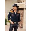 imageCOOFANDY Mens Western Cowboy Shirt Embroidered Long Sleeve Slim Fit Casual Cotton Button Down Hippie Shirts with PocketsNavy Blue