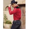 imageCOOFANDY Mens Western Cowboy Shirt Embroidered Long Sleeve Slim Fit Casual Cotton Button Down Hippie Shirts with PocketsRed
