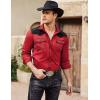 imageCOOFANDY Mens Western Cowboy Shirt Embroidered Long Sleeve Slim Fit Casual Cotton Button Down Hippie Shirts with PocketsRed