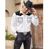 imageCOOFANDY Mens Western Cowboy Shirt Embroidered Long Sleeve Slim Fit Casual Cotton Button Down Hippie Shirts with PocketsWhite