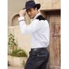 imageCOOFANDY Mens Western Cowboy Shirt Embroidered Long Sleeve Slim Fit Casual Cotton Button Down Hippie Shirts with PocketsWhite