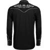 imageCOOFANDY Mens Western Cowboy Shirt Long Sleeve Slim Fit Rose Embroidered Cotton Casual Button Down ShirtsBlack
