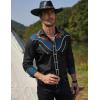 imageCOOFANDY Mens Western Cowboy Shirt Long Sleeve Slim Fit Rose Embroidered Cotton Casual Button Down ShirtsBlack Retro Rose