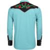 imageCOOFANDY Mens Western Cowboy Shirt Long Sleeve Slim Fit Rose Embroidered Cotton Casual Button Down ShirtsBlue Retro Rose