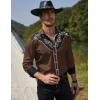 imageCOOFANDY Mens Western Cowboy Shirt Long Sleeve Slim Fit Rose Embroidered Cotton Casual Button Down ShirtsBrown