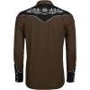 imageCOOFANDY Mens Western Cowboy Shirt Long Sleeve Slim Fit Rose Embroidered Cotton Casual Button Down ShirtsBrown