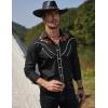 imageCOOFANDY Mens Western Cowboy Shirt Long Sleeve Slim Fit Rose Embroidered Cotton Casual Button Down ShirtsPure Black Retro Rose