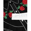 imageCOOFANDY Mens Western Cowboy Shirt Long Sleeve Slim Fit Rose Embroidered Cotton Casual Button Down ShirtsPure Black Retro Rose