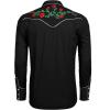 imageCOOFANDY Mens Western Cowboy Shirt Long Sleeve Slim Fit Rose Embroidered Cotton Casual Button Down ShirtsPure Black Retro Rose