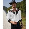 imageCOOFANDY Mens Western Cowboy Shirt Long Sleeve Slim Fit Rose Embroidered Cotton Casual Button Down ShirtsWhite and Black Retro Rose