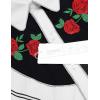 imageCOOFANDY Mens Western Cowboy Shirt Long Sleeve Slim Fit Rose Embroidered Cotton Casual Button Down ShirtsWhite and Black Retro Rose