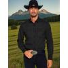 imageCOOFANDY Mens Western Cowboy Shirts Cotton Long Sleeve Shirts with Two Pockets EmbroideredAblack