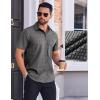 imageCOOFANDY Mens Wrinkle Free Dress Shirt Polka Dot Short Sleeve Button Down Business Casual ShirtsBlack Greysquare