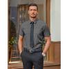 imageCOOFANDY Mens Wrinkle Free Dress Shirt Polka Dot Short Sleeve Button Down Business Casual ShirtsBlack Greysquare