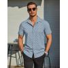 imageCOOFANDY Mens Wrinkle Free Dress Shirt Polka Dot Short Sleeve Button Down Business Casual ShirtsLight Bluerhombus