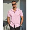 imageCOOFANDY Mens Wrinkle Free Dress Shirt Polka Dot Short Sleeve Button Down Business Casual ShirtsPinksymbol
