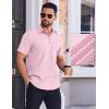imageCOOFANDY Mens Wrinkle Free Dress Shirt Polka Dot Short Sleeve Button Down Business Casual ShirtsPinksymbol