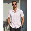imageCOOFANDY Mens Wrinkle Free Dress Shirt Polka Dot Short Sleeve Button Down Business Casual ShirtsWhitetriangle