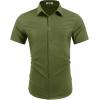 imageCOOFANDY Mens Wrinkle Free Shirts 2025 Short Sleeve Casual Button Down Summer Dress ShirtsArmy Green