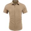 imageCOOFANDY Mens Wrinkle Free Shirts 2025 Short Sleeve Casual Button Down Summer Dress ShirtsCamel