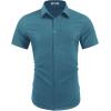 imageCOOFANDY Mens Wrinkle Free Shirts 2025 Short Sleeve Casual Button Down Summer Dress ShirtsDeep Blue