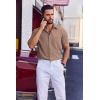 imageCOOFANDY Mens Wrinkle Free Shirts 2025 Short Sleeve Casual Button Down Summer Dress ShirtsLight Brown