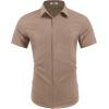 imageCOOFANDY Mens Wrinkle Free Shirts 2025 Short Sleeve Casual Button Down Summer Dress ShirtsLight Brown