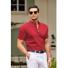 imageCOOFANDY Muscle Fit Dress Shirts for Men Banded Collar Casual Button Down ShirtsBright Red