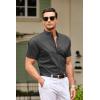 imageCOOFANDY Muscle Fit Dress Shirts for Men Banded Collar Casual Button Down ShirtsDark Grey