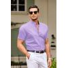 imageCOOFANDY Muscle Fit Dress Shirts for Men Banded Collar Casual Button Down ShirtsLilac