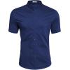 imageCOOFANDY Muscle Fit Dress Shirts for Men Banded Collar Casual Button Down ShirtsNavy
