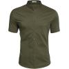 imageCOOFANDY Muscle Fit Dress Shirts for Men Banded Collar Casual Button Down ShirtsOlive Green