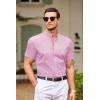 imageCOOFANDY Muscle Fit Dress Shirts for Men Banded Collar Casual Button Down ShirtsPink