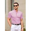 imageCOOFANDY Muscle Fit Dress Shirts for Men Banded Collar Casual Button Down ShirtsPink