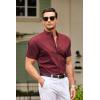 imageCOOFANDY Muscle Fit Dress Shirts for Men Banded Collar Casual Button Down ShirtsRed