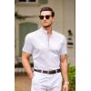 imageCOOFANDY Muscle Fit Dress Shirts for Men Banded Collar Casual Button Down ShirtsWhite