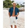 imageCOOFANDY Shirts for Men Short Sleeve Button Down Shirt Casual Summer Beach ShirtDark Blue