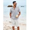 imageCOOFANDY Shirts for Men Short Sleeve Button Down Shirt Casual Summer Beach ShirtGrey Blue  Palm Leaf