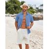 imageCOOFANDY Shirts for Men Short Sleeve Button Down Shirt Casual Summer Beach ShirtGrey Blue