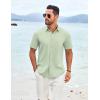 imageCOOFANDY Shirts for Men Short Sleeve Button Down Shirt Casual Summer Beach ShirtLight Green