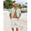 imageCOOFANDY Shirts for Men Short Sleeve Button Down Shirt Casual Summer Beach ShirtLight Green