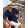 imageCOOFANDY Shirts for Men Short Sleeve Button Down Shirt Casual Summer Beach ShirtNavy Blue
