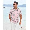 imageCOOFANDY Shirts for Men Short Sleeve Button Down Shirt Casual Summer Beach ShirtPink  Coconut Tree