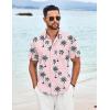 imageCOOFANDY Shirts for Men Short Sleeve Button Down Shirt Casual Summer Beach ShirtPink  Coconut Tree