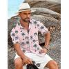 imageCOOFANDY Shirts for Men Short Sleeve Button Down Shirt Casual Summer Beach ShirtPink  Coconut Tree