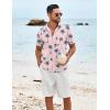 imageCOOFANDY Shirts for Men Short Sleeve Button Down Shirt Casual Summer Beach ShirtPink  Coconut Tree