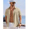 imageCOOFANDY Shirts for Men Short Sleeve Button Down Shirt Casual Summer Beach ShirtsKhaki