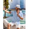 imageCOOFANDY Shirts for Men Short Sleeve Button Down Shirt Casual Summer Beach ShirtsLight Blue