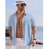 imageCOOFANDY Shirts for Men Short Sleeve Button Down Shirt Casual Summer Beach ShirtsLight Blue